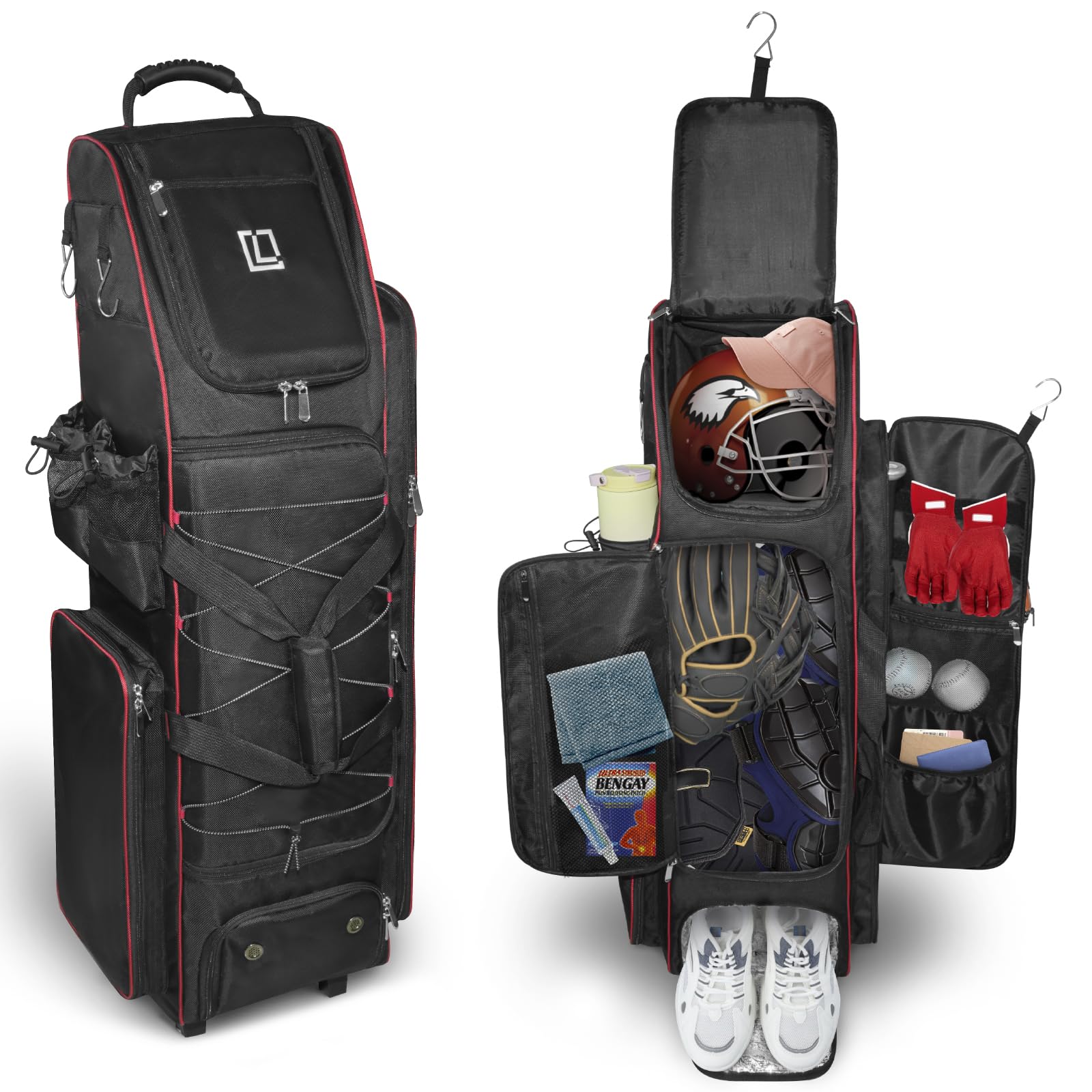 Amazon.com : LIWSHWZ Rolling Baseball Bag,71L Capacity Catchers